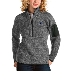 Dallas Cowboys Antigua Women's Fortune Half-Zip Pullover Jacket - Heathered Charcoal Pullover