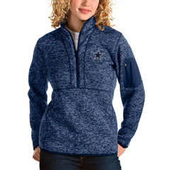 Dallas Cowboys Antigua Women's Fortune Half-Zip Pullover Jacket - Heathered Navy Pullover