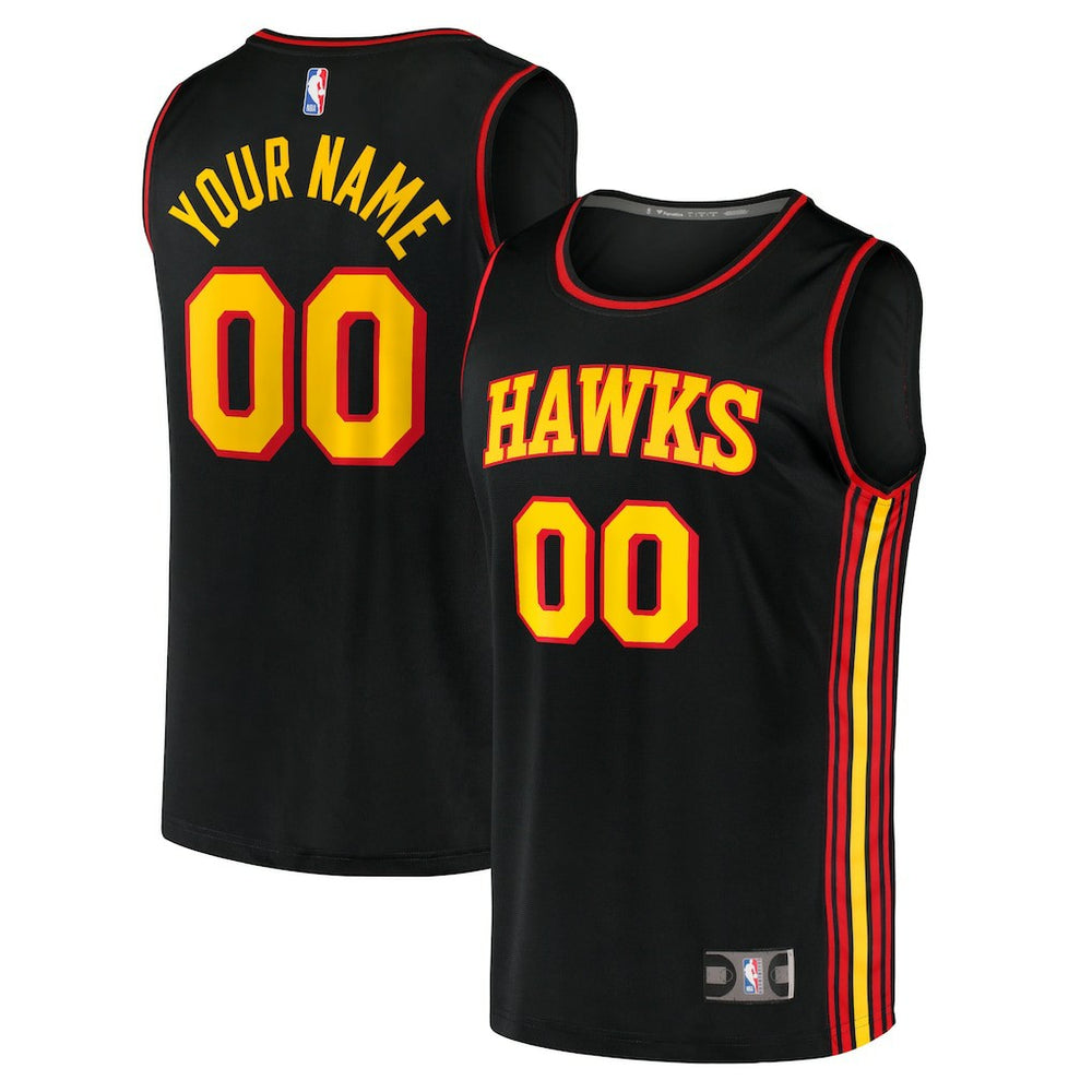 Atlanta Hawks Fast Break Replica Custom Jersey Black Statement Edition - Fanatics