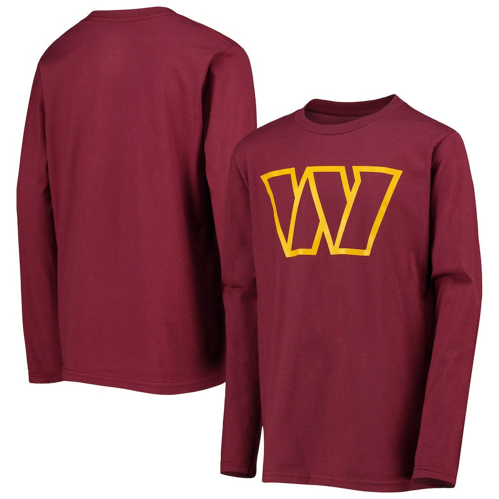 Washington Commanders Youth Primary Team Logo Long Sleeve T-Shirt - Burgundy T-shirts