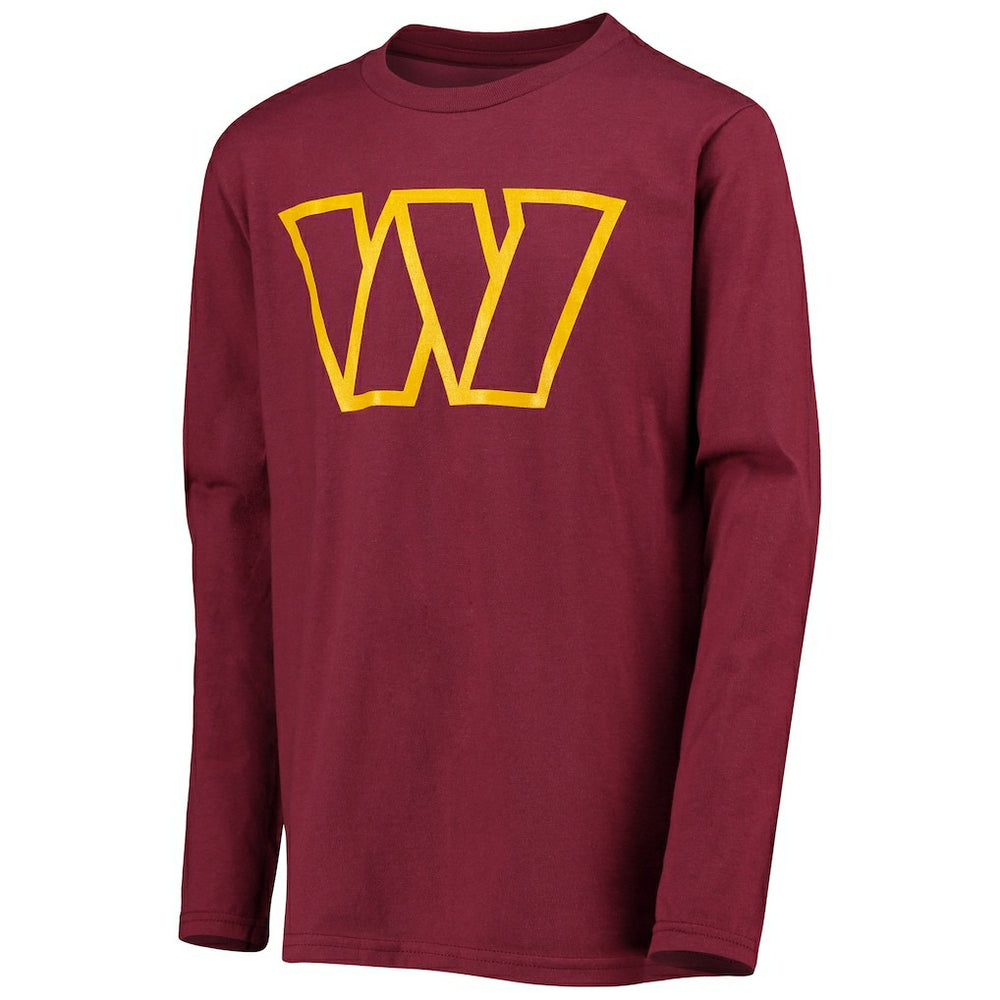 Washington Commanders Youth Primary Team Logo Long Sleeve T-Shirt - Burgundy T-shirts
