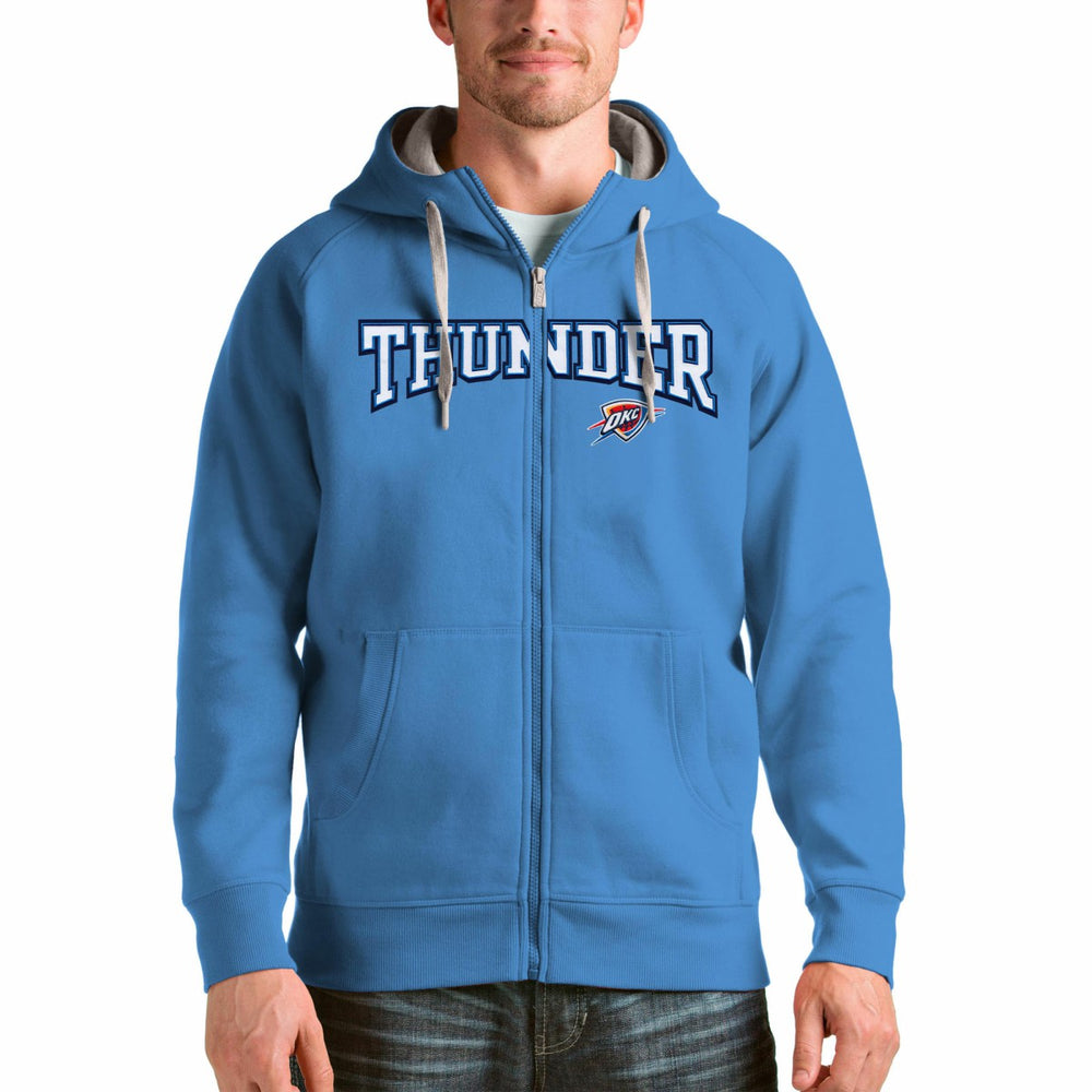 Oklahoma City Thunder Antigua Victory Full-Zip Hoodie Light Blue
