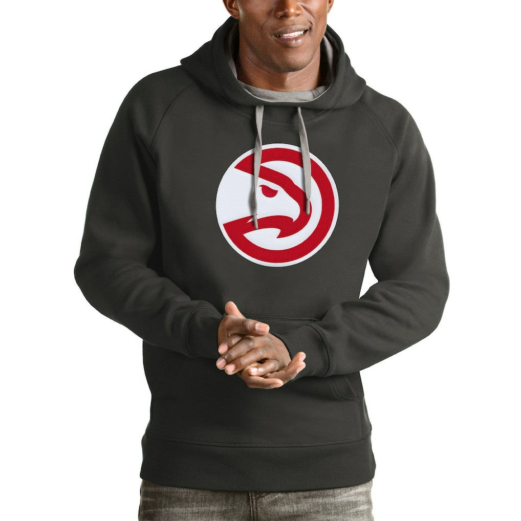 Atlanta Hawks Antigua Logo Victory Pullover Hoodie Charcoal outlet