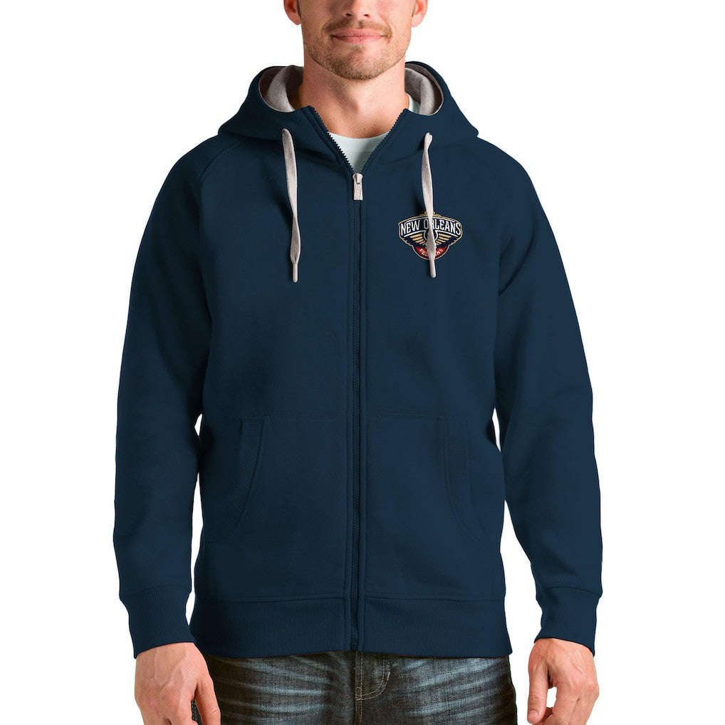 New Orleans Pelicans Antigua Logo Victory Full-Zip Hoodie Navy outlet