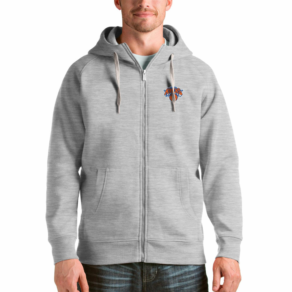 New York Knicks Antigua Logo Victory Full-Zip Hoodie Heathered Gray