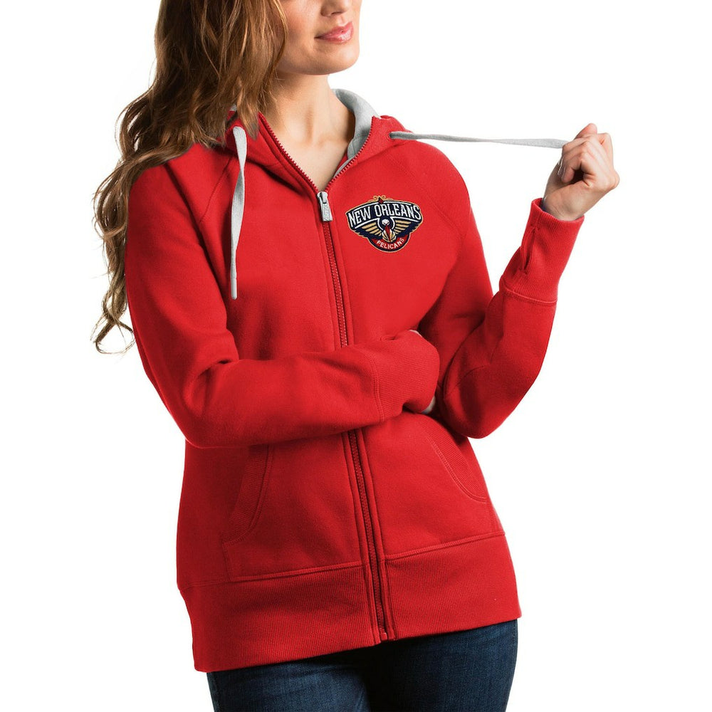 New Orleans Pelicans Antigua Women's Victory Full-Zip Hoodie Red