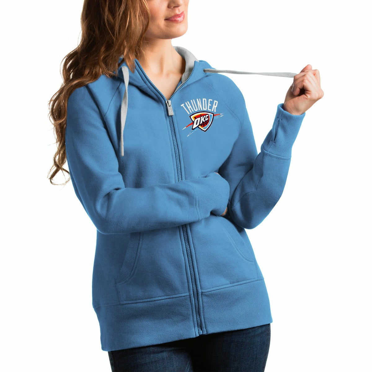 Oklahoma City Thunder Antigua Women's Victory Full-Zip Hoodie Light Blue