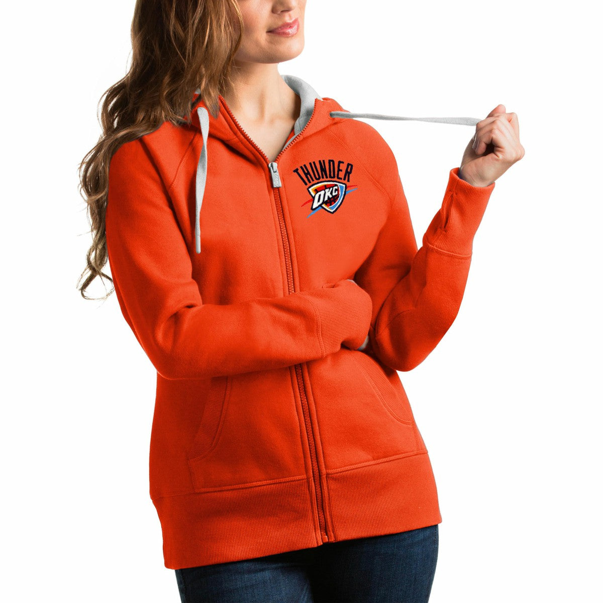 Oklahoma City Thunder Antigua Women's Victory Full-Zip Hoodie Orange