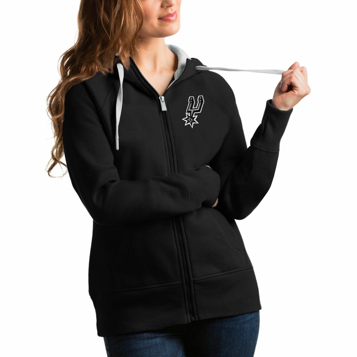 San Antonio Spurs Antigua Women's Victory Full-Zip Hoodie Black