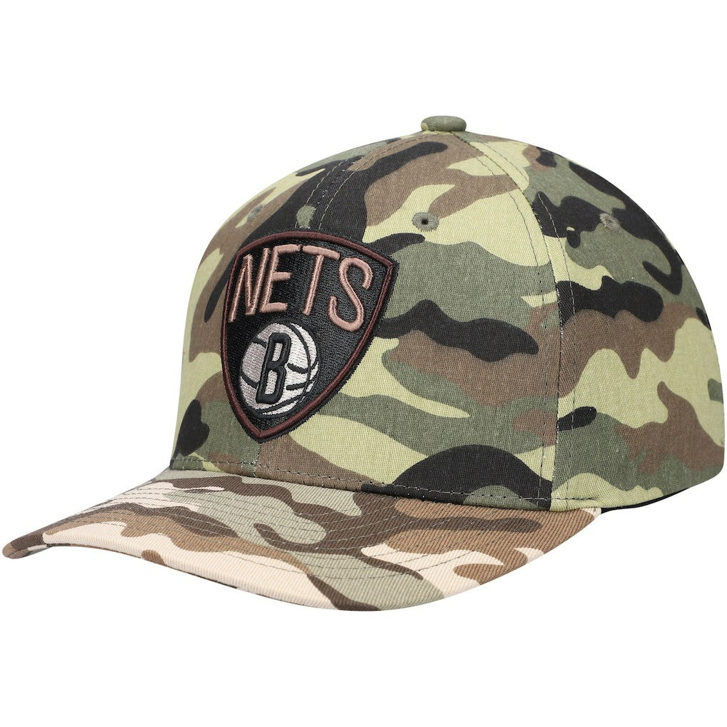 Brooklyn Nets Woodland Desert Snapback Hat Camo - Mitchell & Ness