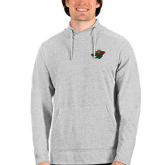Minnesota Wild Antigua Team Reward Crossover Neckline Pullover Sweatshirt - Heathered Gray | US 4562419