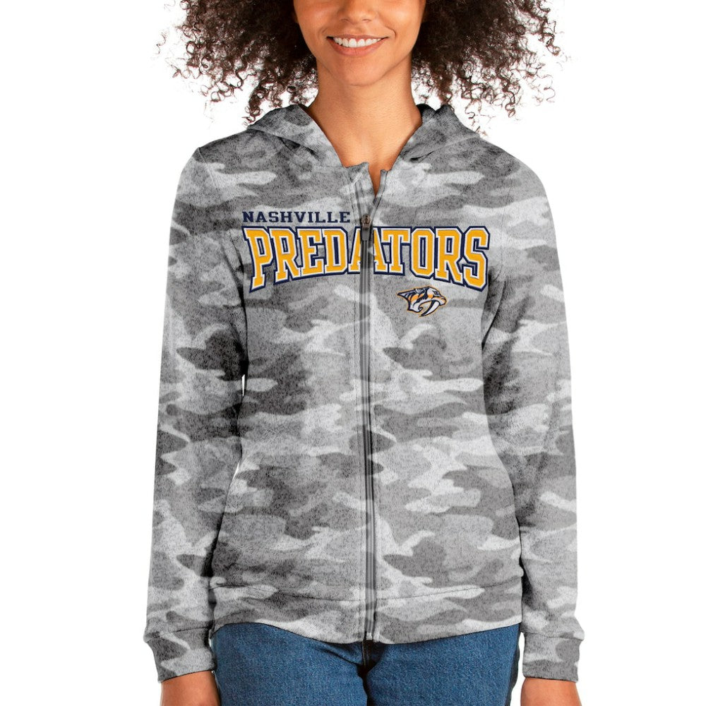 Nashville Predators Antigua Women's Team Absolute Full-Zip Hoodie - Camo | US 4562750