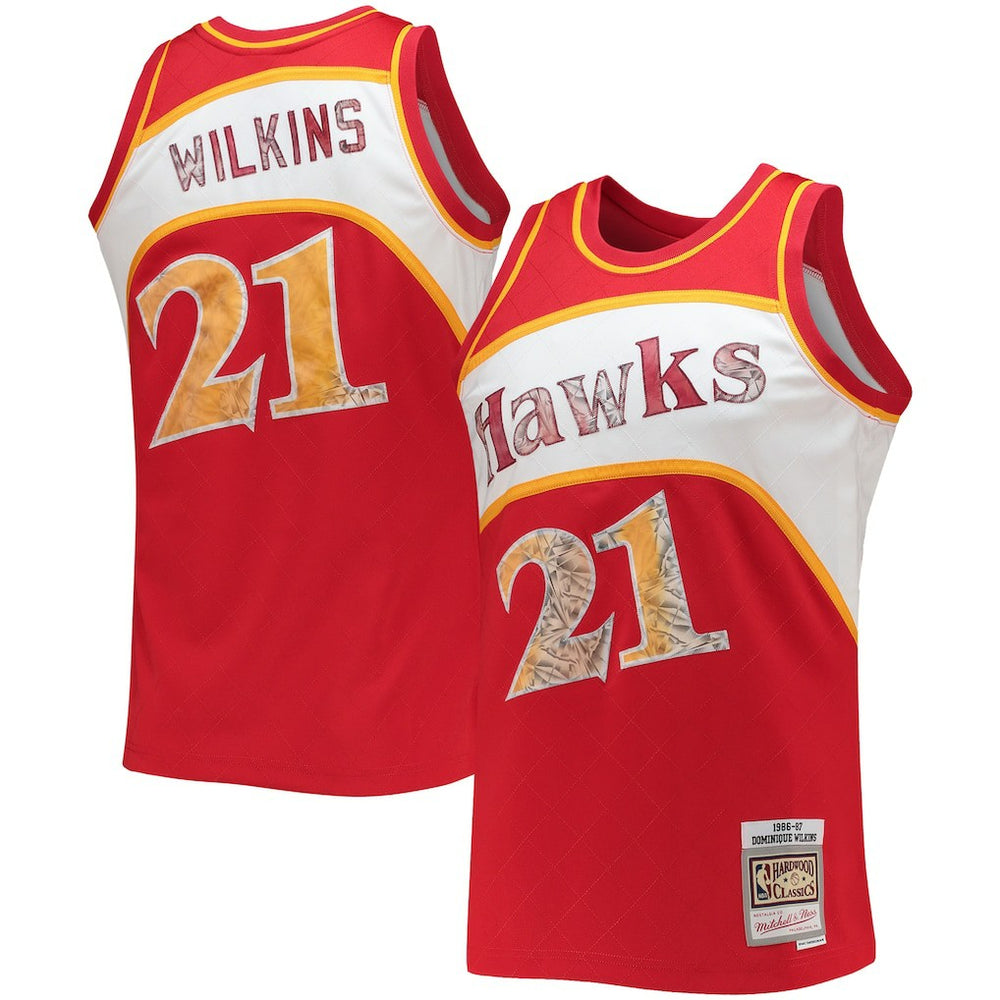 Dominique Wilkins Atlanta Hawks 1986/87 Hardwood Classics NBA 75th Anniversary Diamond Swingman Jersey Red - Mitchell & Ness