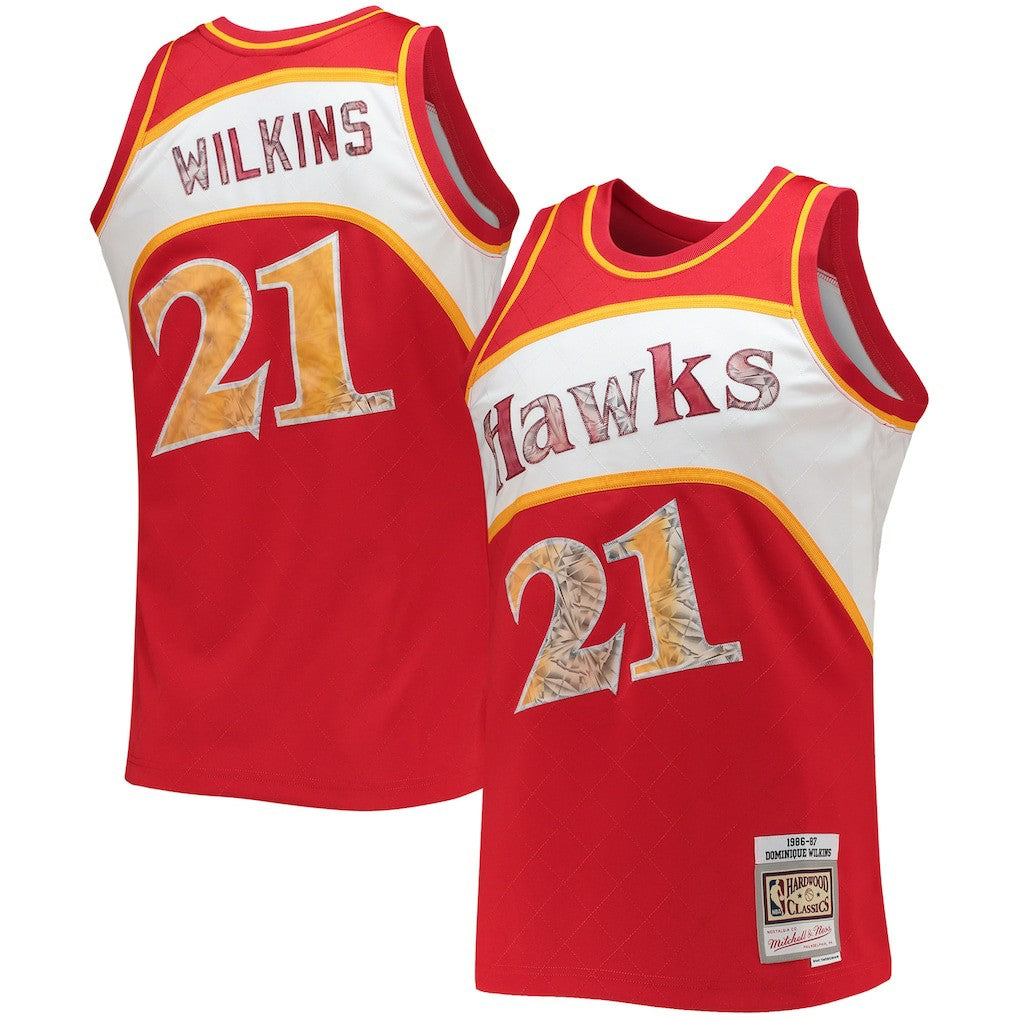 Dominique Wilkins Atlanta Hawks 1986/87 Hardwood Classics NBA 75th Anniversary Diamond Swingman Jersey Red - Mitchell & Ness