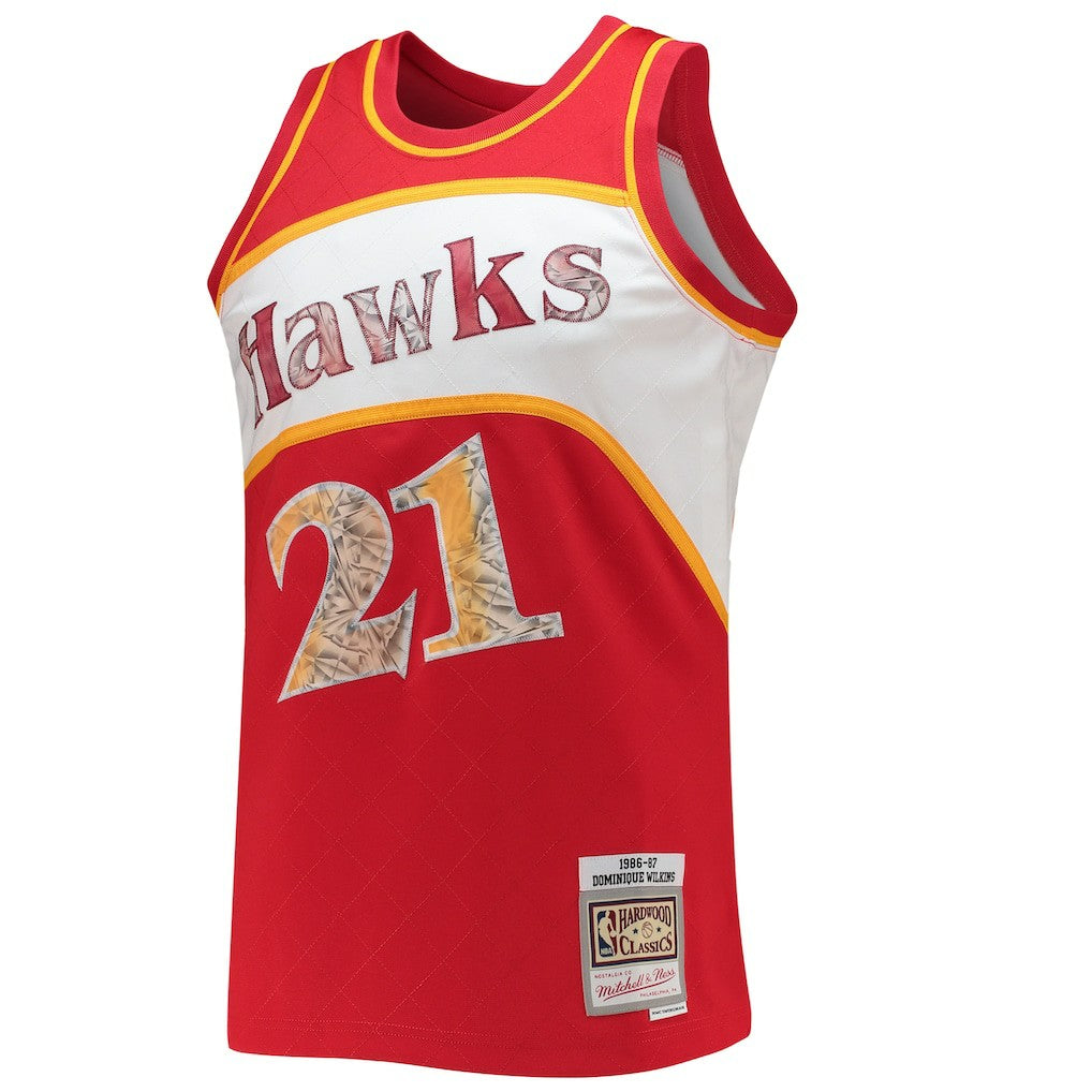 Dominique Wilkins Atlanta Hawks 1986/87 Hardwood Classics NBA 75th Anniversary Diamond Swingman Jersey Red - Mitchell & Ness