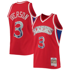 Allen Iverson Philadelphia 76ers 1996/97 Hardwood Classics NBA 75th Anniversary Diamond Swingman Jersey Red - Mitchell & Ness