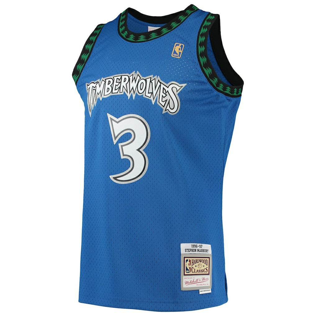 Stephon Marbury Minnesota Timberwolves 1996/97 Hardwood Classics Swingman Jersey Blue - Mitchell & Ness