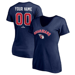 Cleveland Guardians Women's Personalized Winning Streak V-Neck T-Shirt - Navy T-shirts