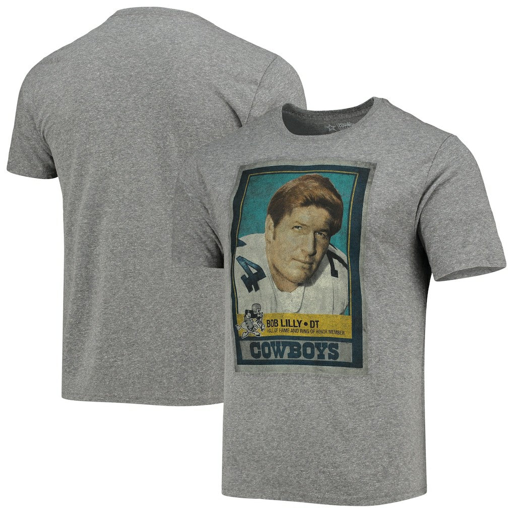 Bob Lilly Dallas Cowboys Name & Number Tri-Blend T-Shirt - Heathered Gray T-shirts