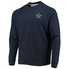 Dallas Cowboys Sunset Slub Raglan Henley Long Sleeve T-Shirt - Navy T-shirts