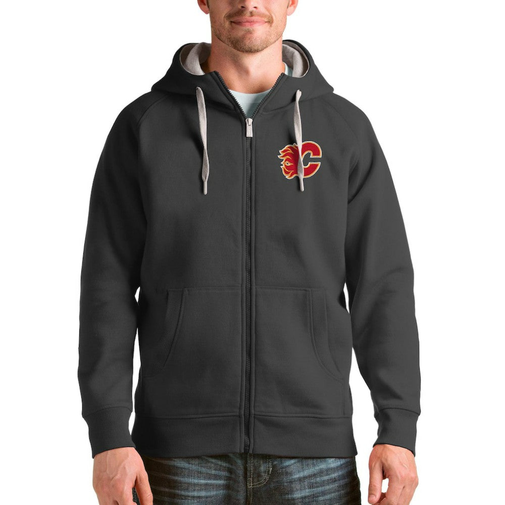 Calgary Flames Antigua Logo Victory Full-Zip Hoodie - Charcoal | US 4571734
