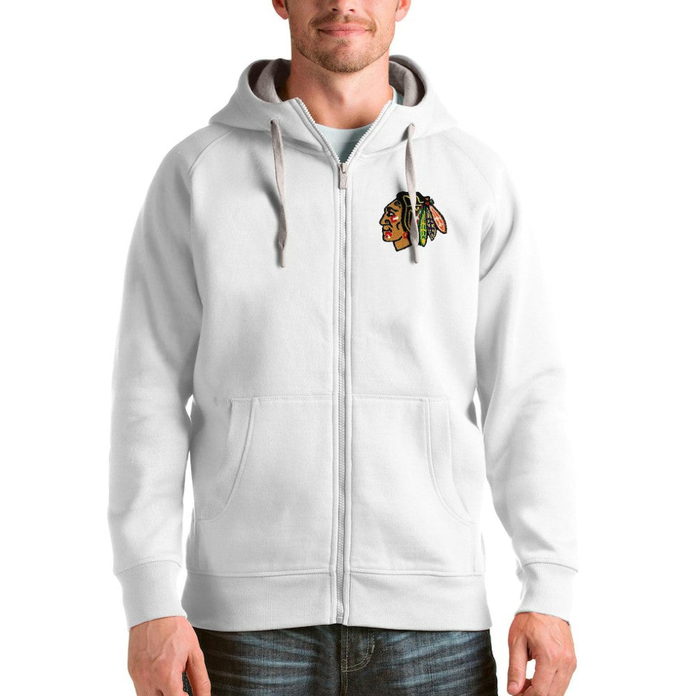 Chicago Blackhawks Antigua Logo Victory Full-Zip Hoodie - White | US 4571740