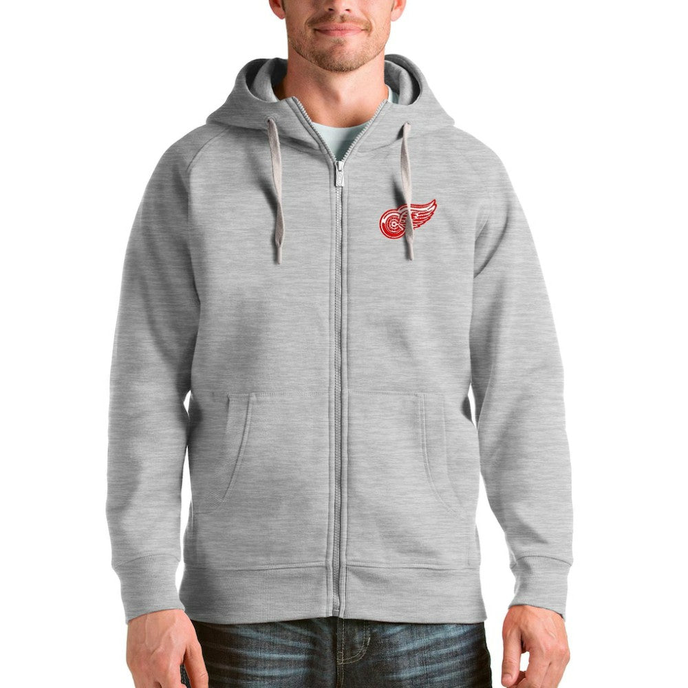 Detroit Red Wings Antigua Logo Victory Full-Zip Hoodie - Heathered Gray | US 4571768