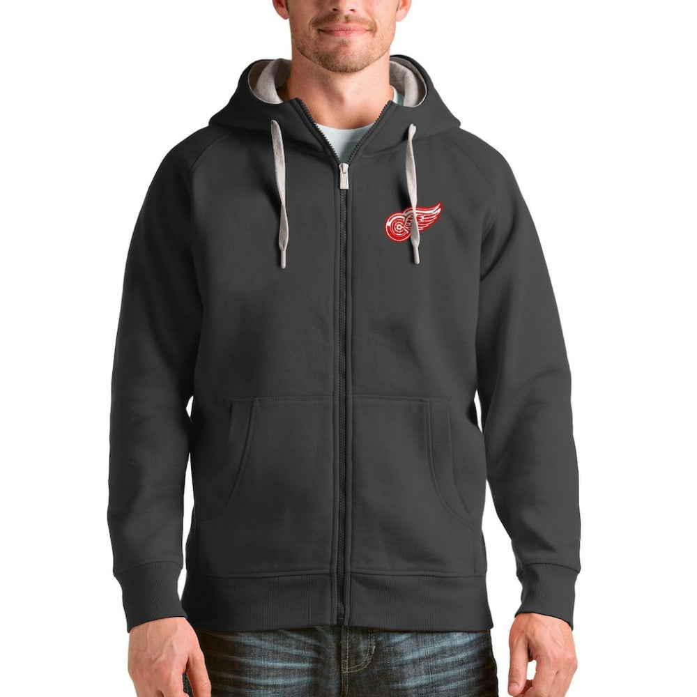 Detroit Red Wings Antigua Logo Victory Full-Zip Hoodie - Charcoal | US 4571770