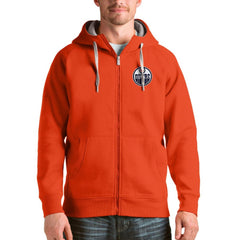 Edmonton Oilers Antigua Logo Victory Full-Zip Hoodie - Orange | US 4571775