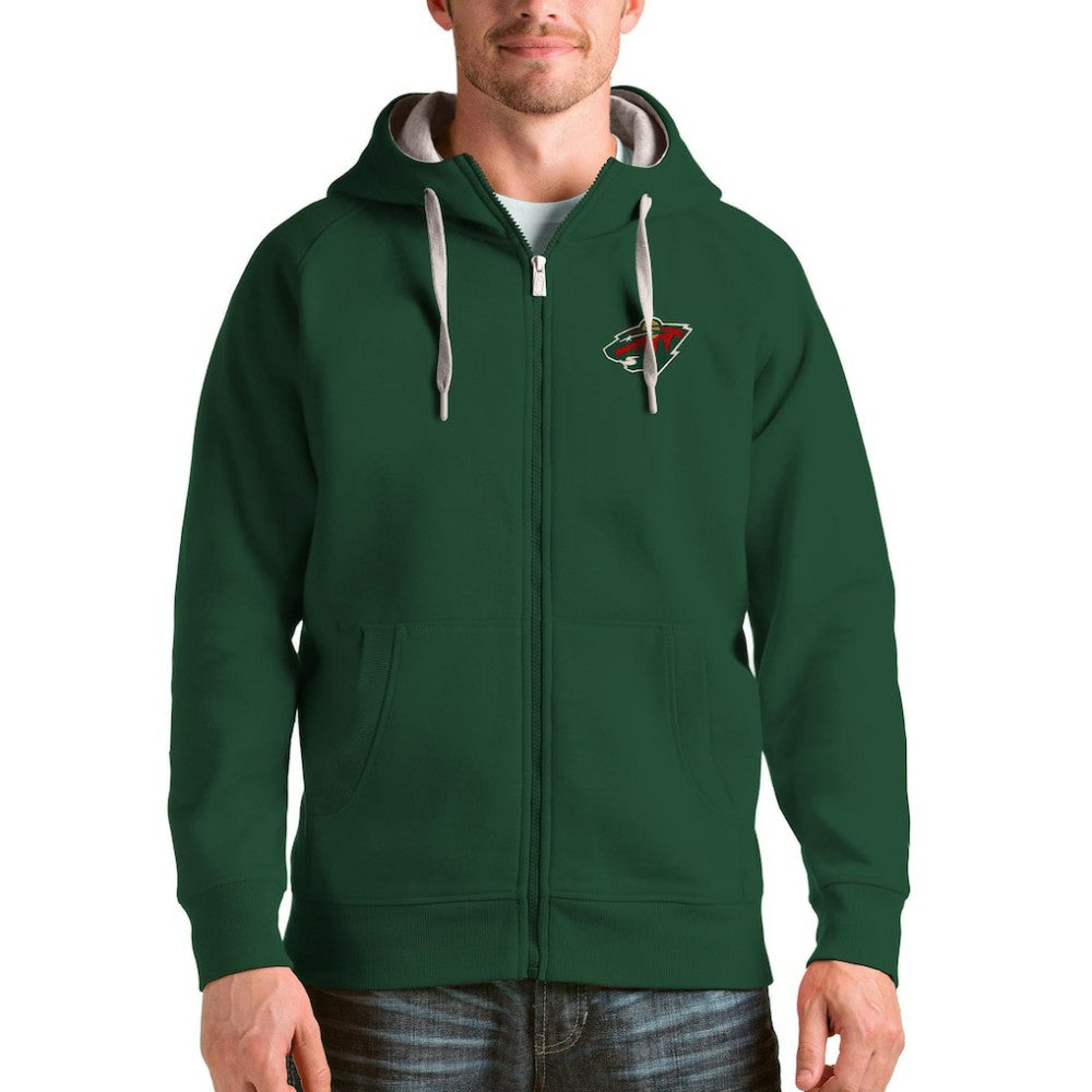 Minnesota Wild Antigua Logo Victory Full-Zip Hoodie - Green | US 4571791