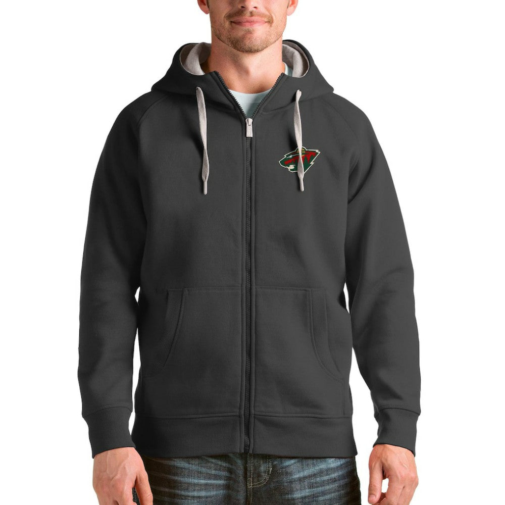 Minnesota Wild Antigua Logo Victory Full-Zip Hoodie - Charcoal | US 4571792