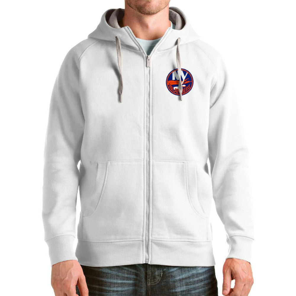 New York Islanders Antigua Logo Victory Full-Zip Hoodie - White | US 4571812