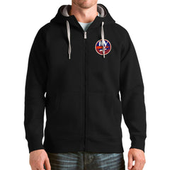 New York Islanders Antigua Logo Victory Full-Zip Hoodie - Black | US 4571814