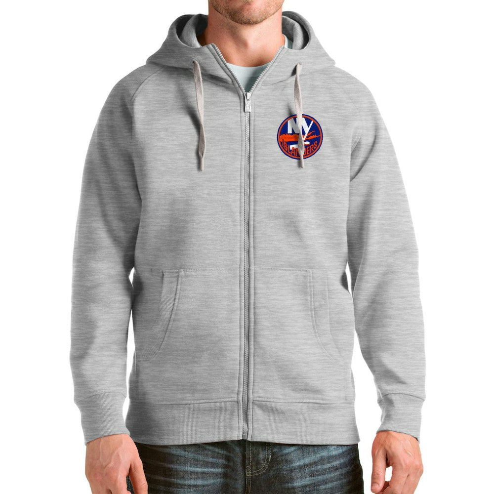 New York Islanders Antigua Logo Victory Full-Zip Hoodie - Heathered Gray | US 4571815