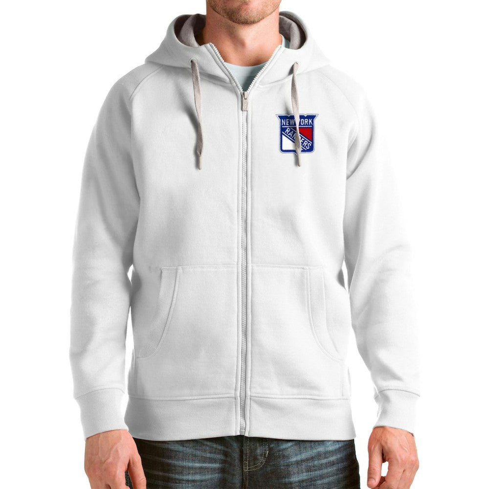 New York Rangers Antigua Logo Victory Full-Zip Hoodie - White | US 4571819