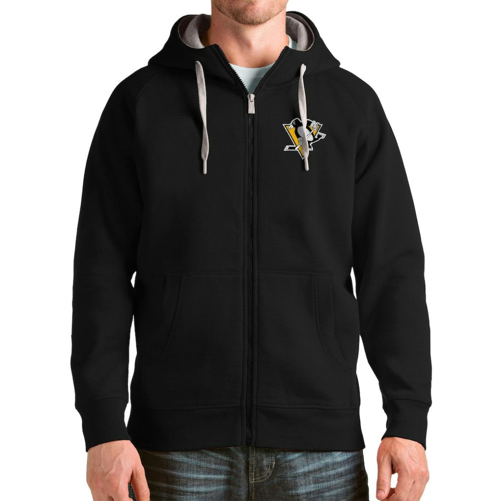 Pittsburgh Penguins Antigua Logo Victory Full-Zip Hoodie - Black | US 4571836