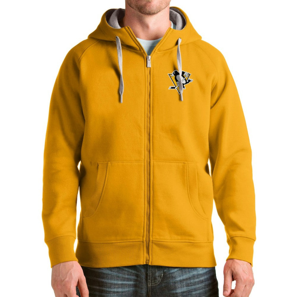 Pittsburgh Penguins Antigua Logo Victory Full-Zip Hoodie - Gold | US 4571838
