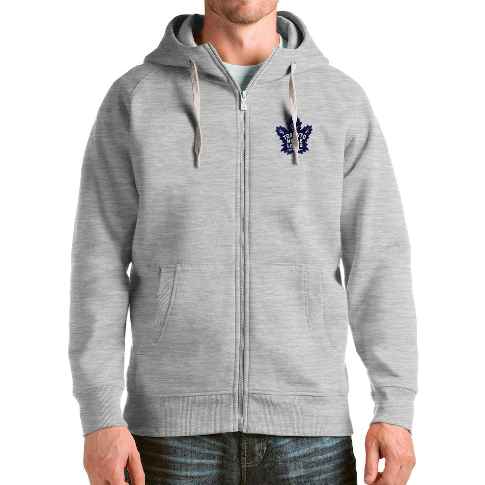 Toronto Maple Leafs Antigua Logo Victory Full-Zip Hoodie - Heathered Gray | US 4571865