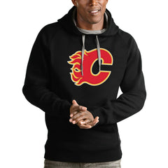Calgary Flames Antigua Logo Victory Pullover Hoodie - Black | US 4571939