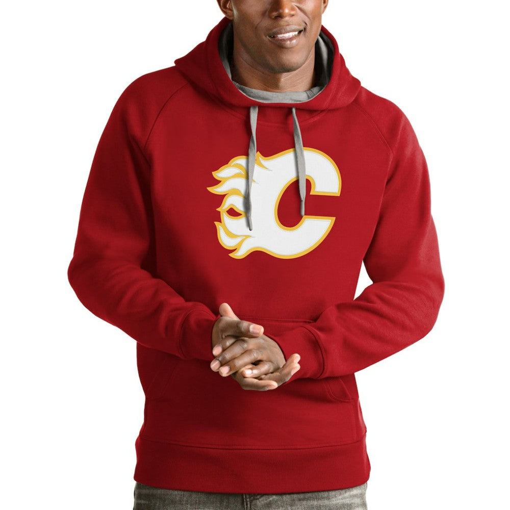 Calgary Flames Antigua Logo Victory Pullover Hoodie - Red | US 4571941