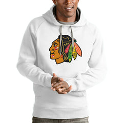 Chicago Blackhawks Antigua Logo Victory Pullover Hoodie - White | US 4571948