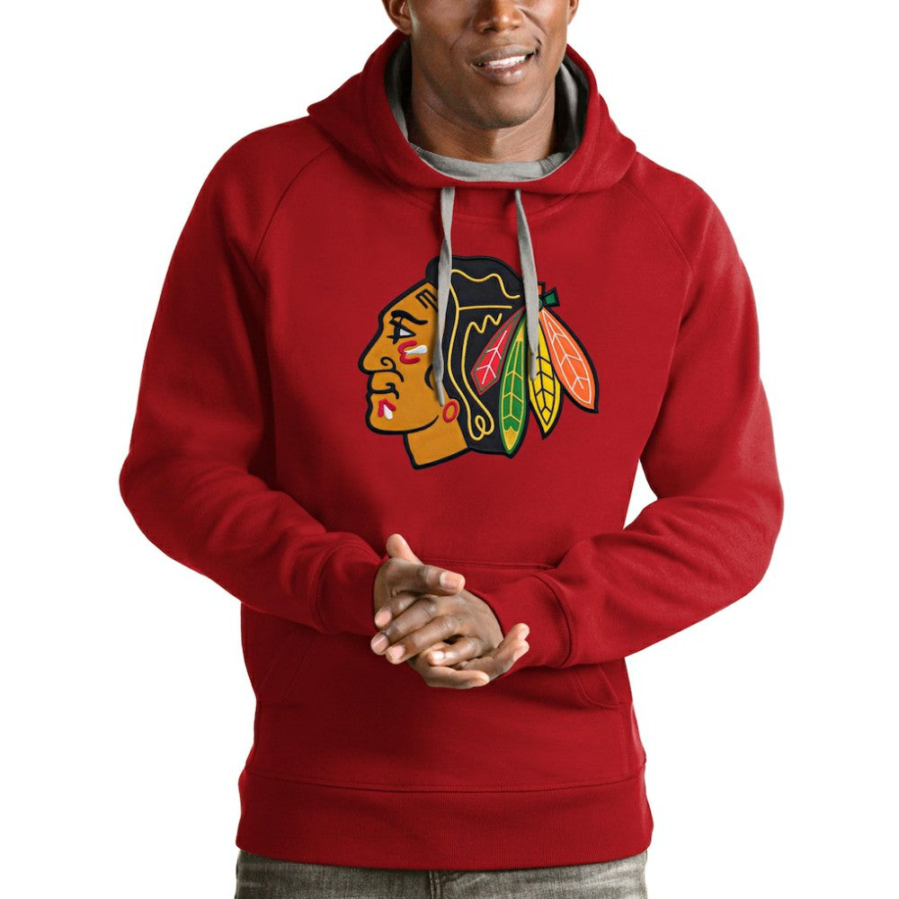 Chicago Blackhawks Antigua Logo Victory Pullover Hoodie - Red | US 4571951