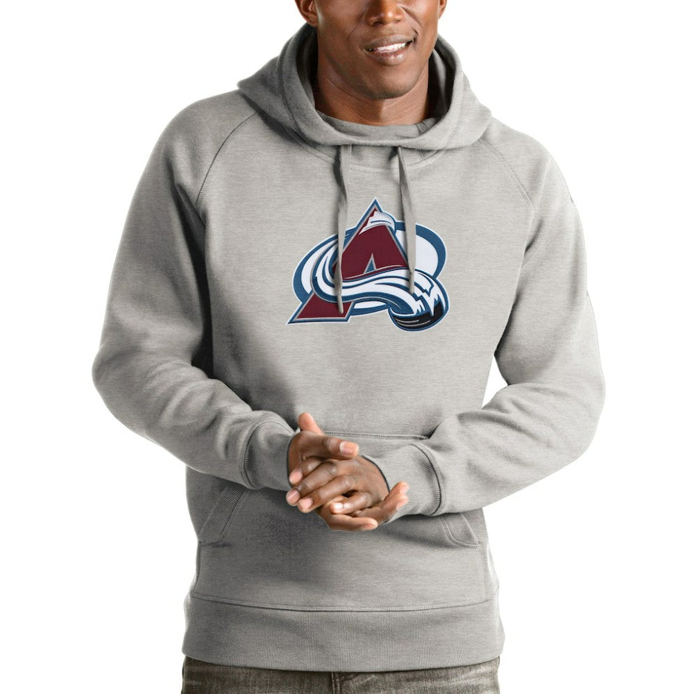 Colorado Avalanche Antigua Logo Victory Pullover Hoodie - Heathered Gray | US 4571956