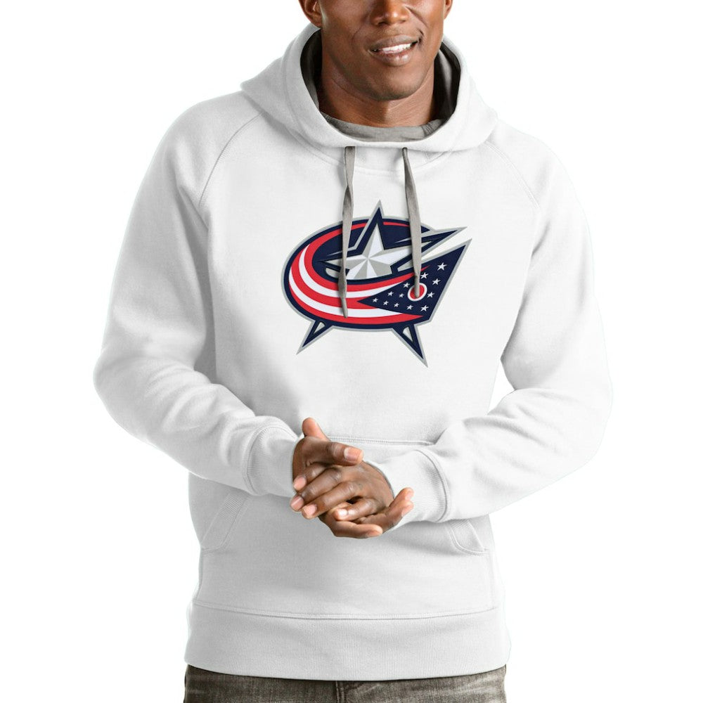 Columbus Blue Jackets Antigua Logo Victory Pullover Hoodie - White | US 4571960