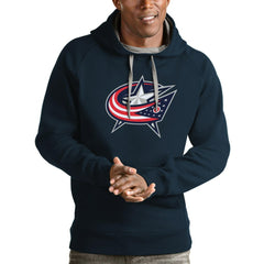 Columbus Blue Jackets Antigua Logo Victory Pullover Hoodie - Navy | US 4571961