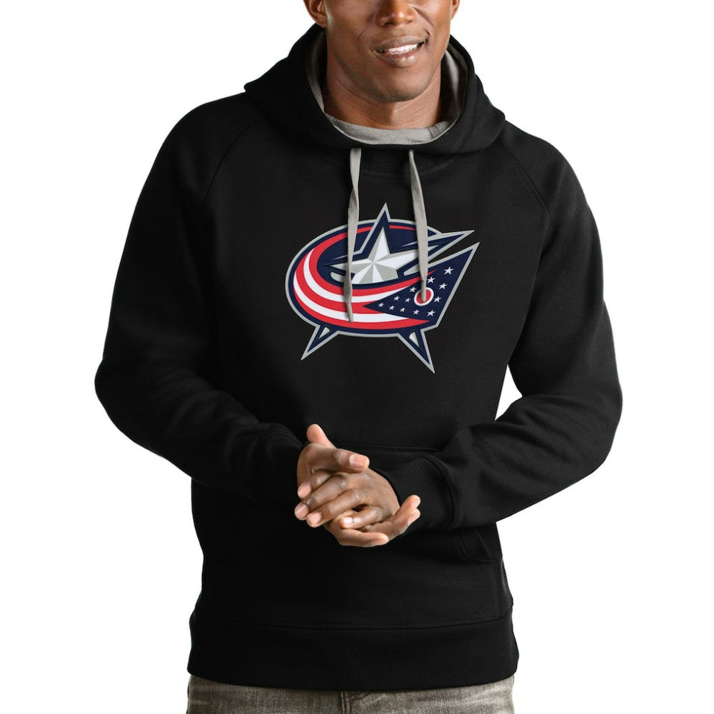 Columbus Blue Jackets Antigua Logo Victory Pullover Hoodie - Black | US 4571962