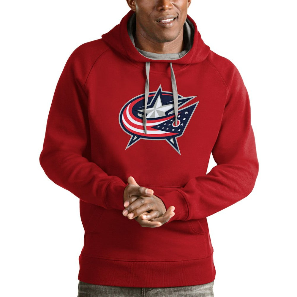 Columbus Blue Jackets Antigua Logo Victory Pullover Hoodie - Red | US 4571964