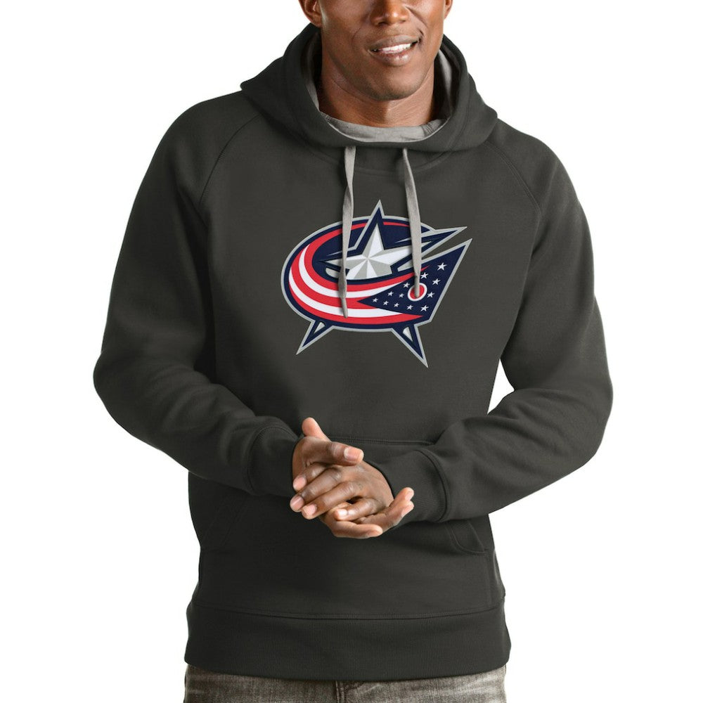 Columbus Blue Jackets Antigua Logo Victory Pullover Hoodie - Charcoal | US 4571965