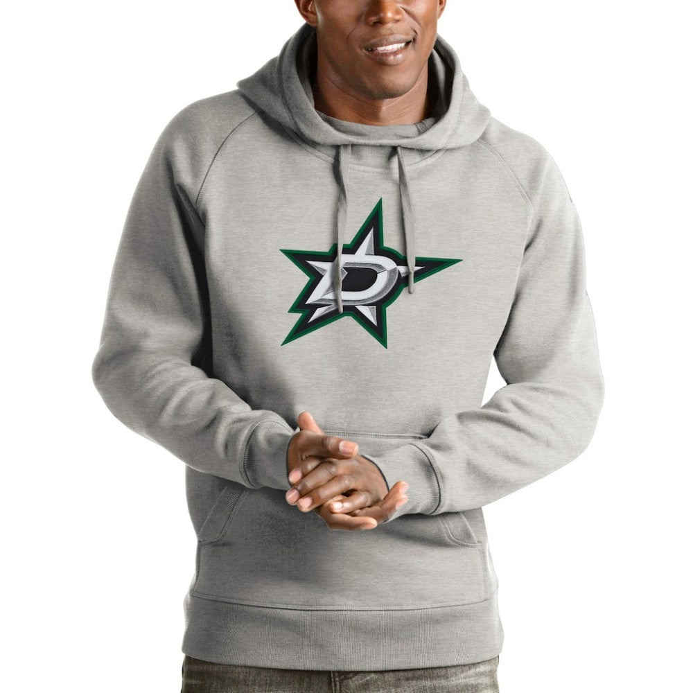 Dallas Stars Antigua Logo Victory Pullover Hoodie - Heathered Gray | US 4571968