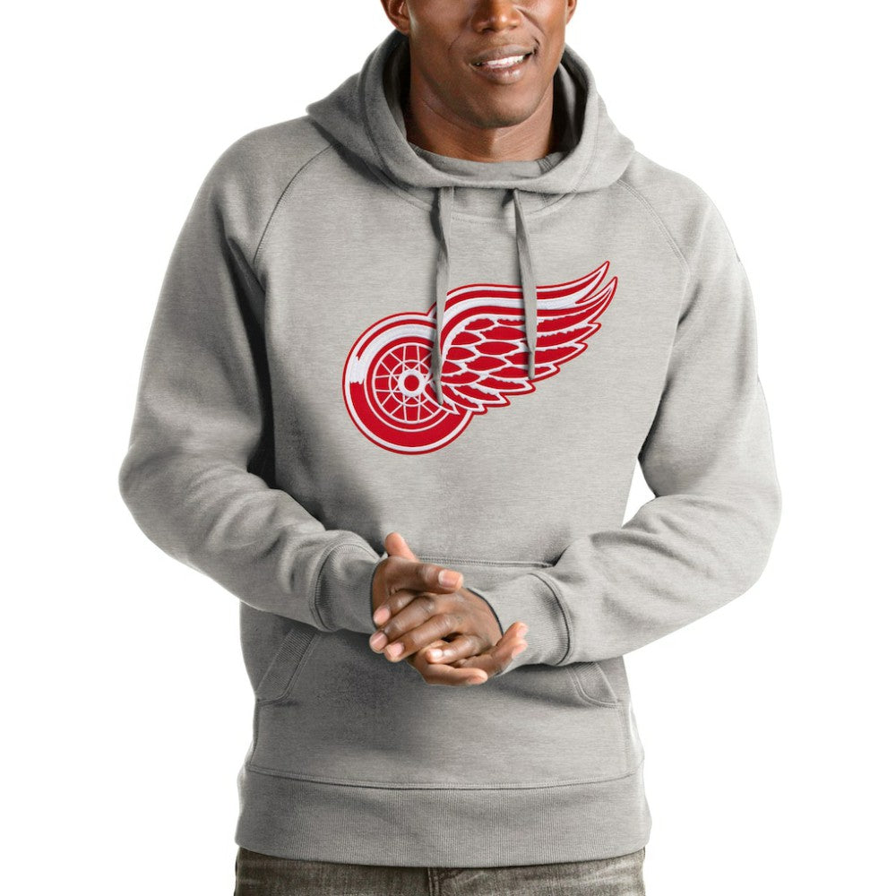 Detroit Red Wings Antigua Logo Victory Pullover Hoodie - Heathered Gray | US 4571974